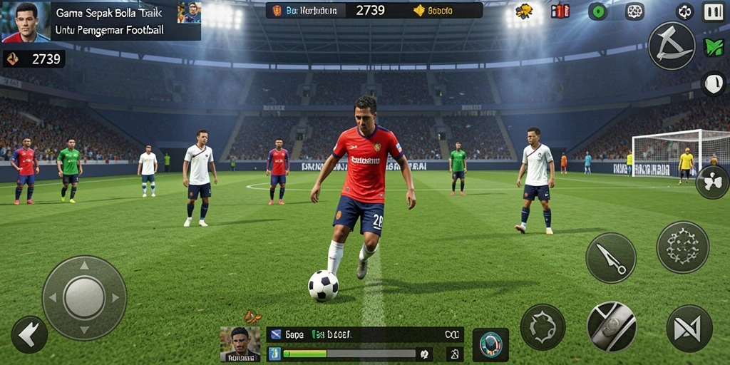 Tampilan gameplay yang mendebarkan dalam game sepak bola 2739.