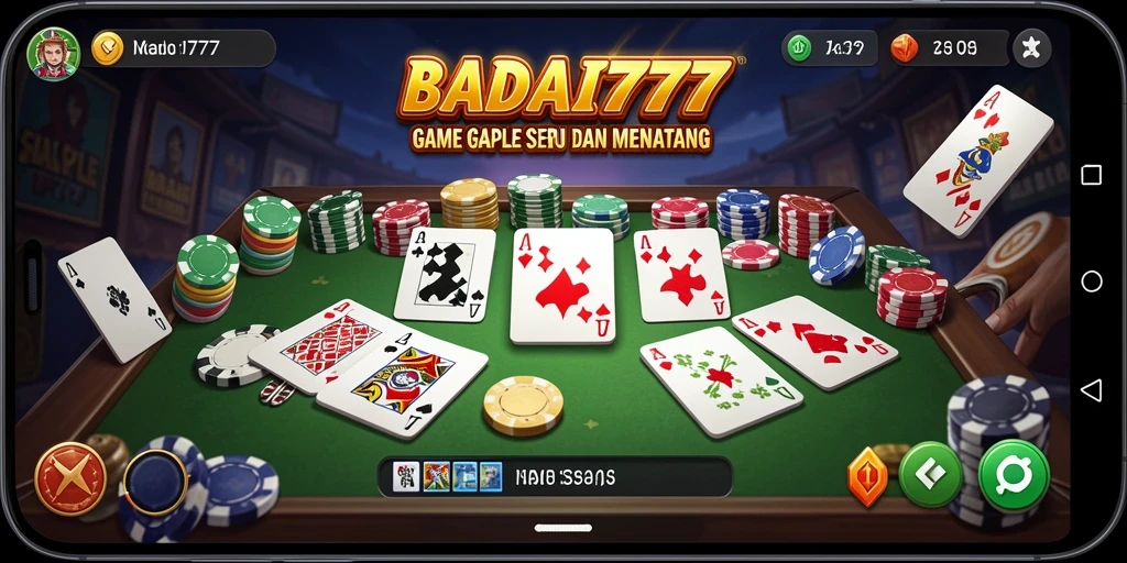 Tampilan gameplay seru di BADAI777 dengan fitur Gaple yang menarik.