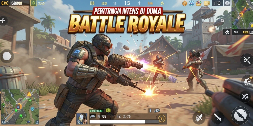 Tangkapan layar CVG8888 menampilkan aksi seru dalam pertempuran Battle Royale.