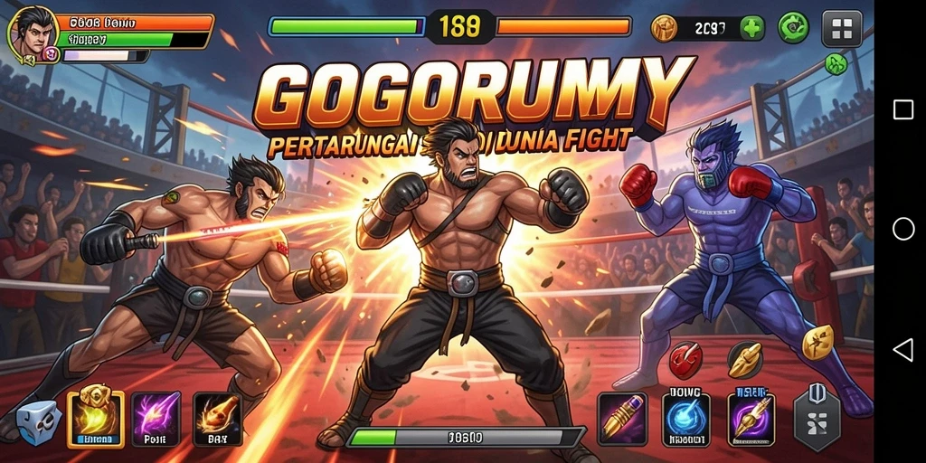 Tampilan gameplay aksi mendebarkan di GOGORUMMY.