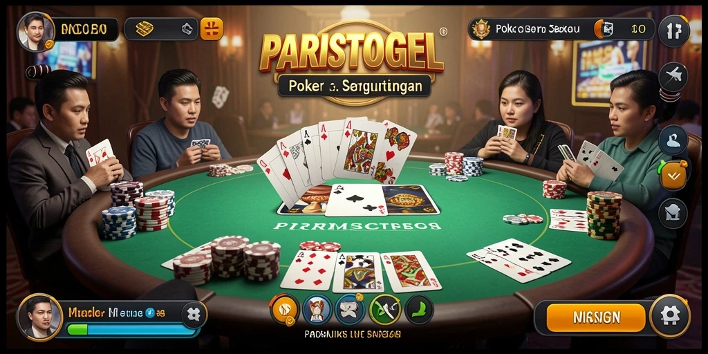 Tampilan screenshot PARISTOGEL menampilkan aksi seru dalam permainan Poker.