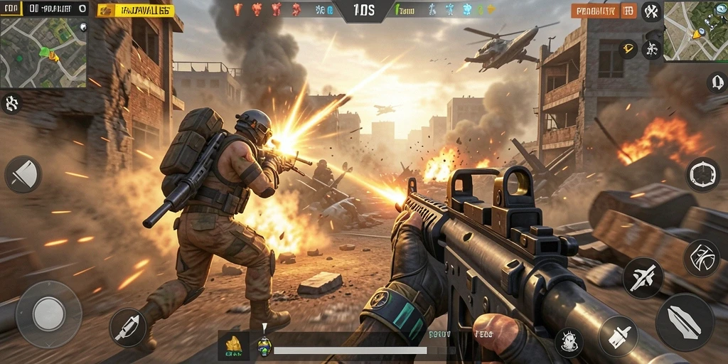 Tangkapan layar dari gameplay RAJAWALI55 yang intens dan menegangkan.