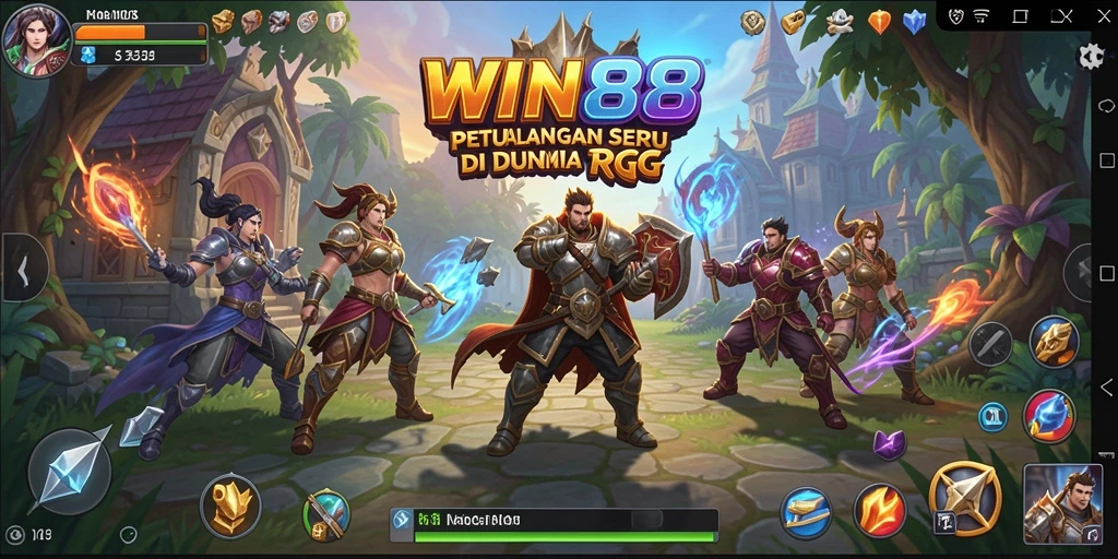 Screenshot WIN88 menampilkan battle seru dalam dunia fantasi RPG.
